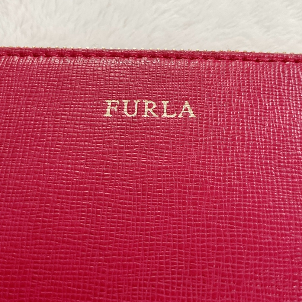Furla Red Saffiano Leather Wristlet Clutch Wallet Zip Pouch - Picture 3 of 14